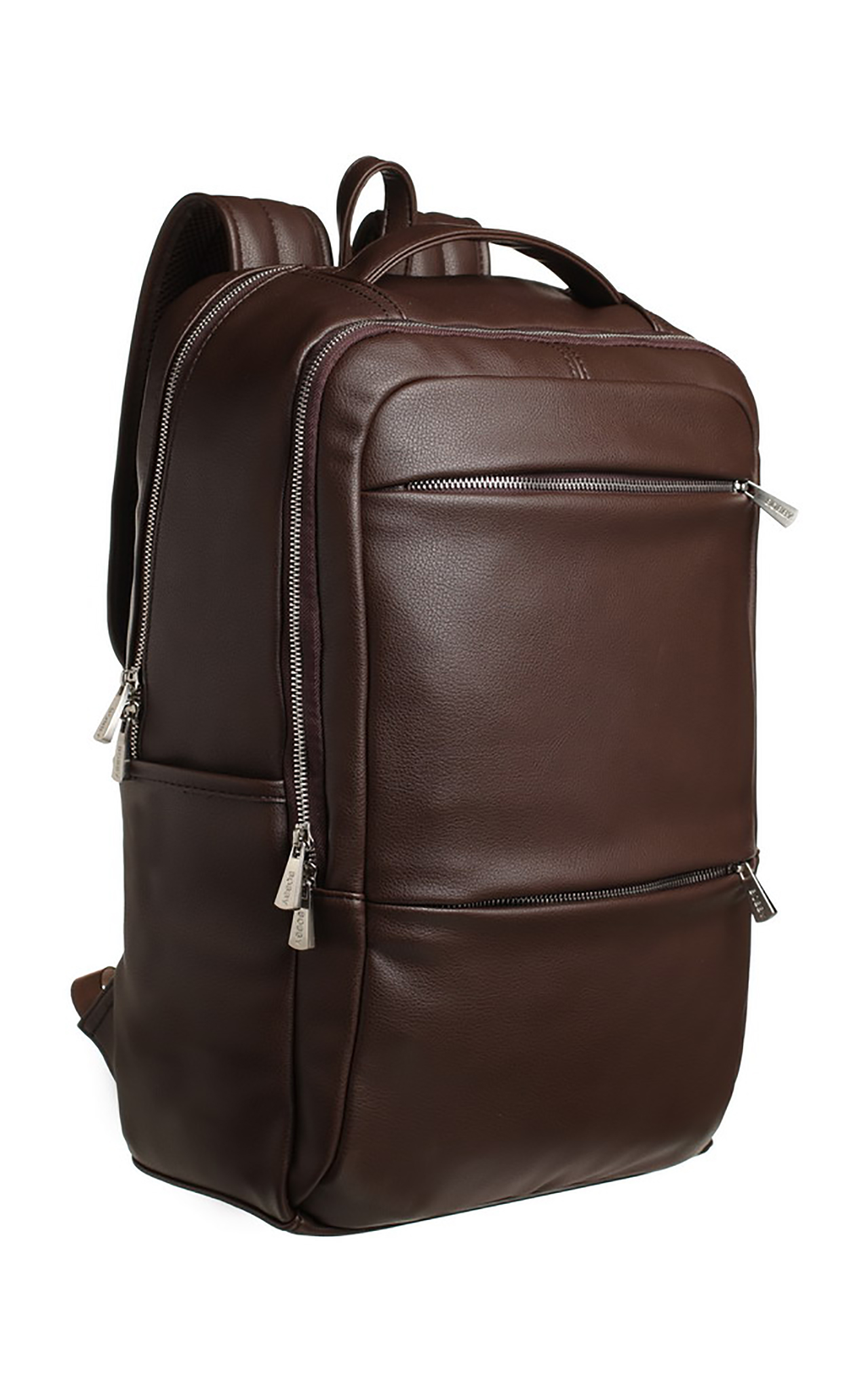 black leather zip backpack