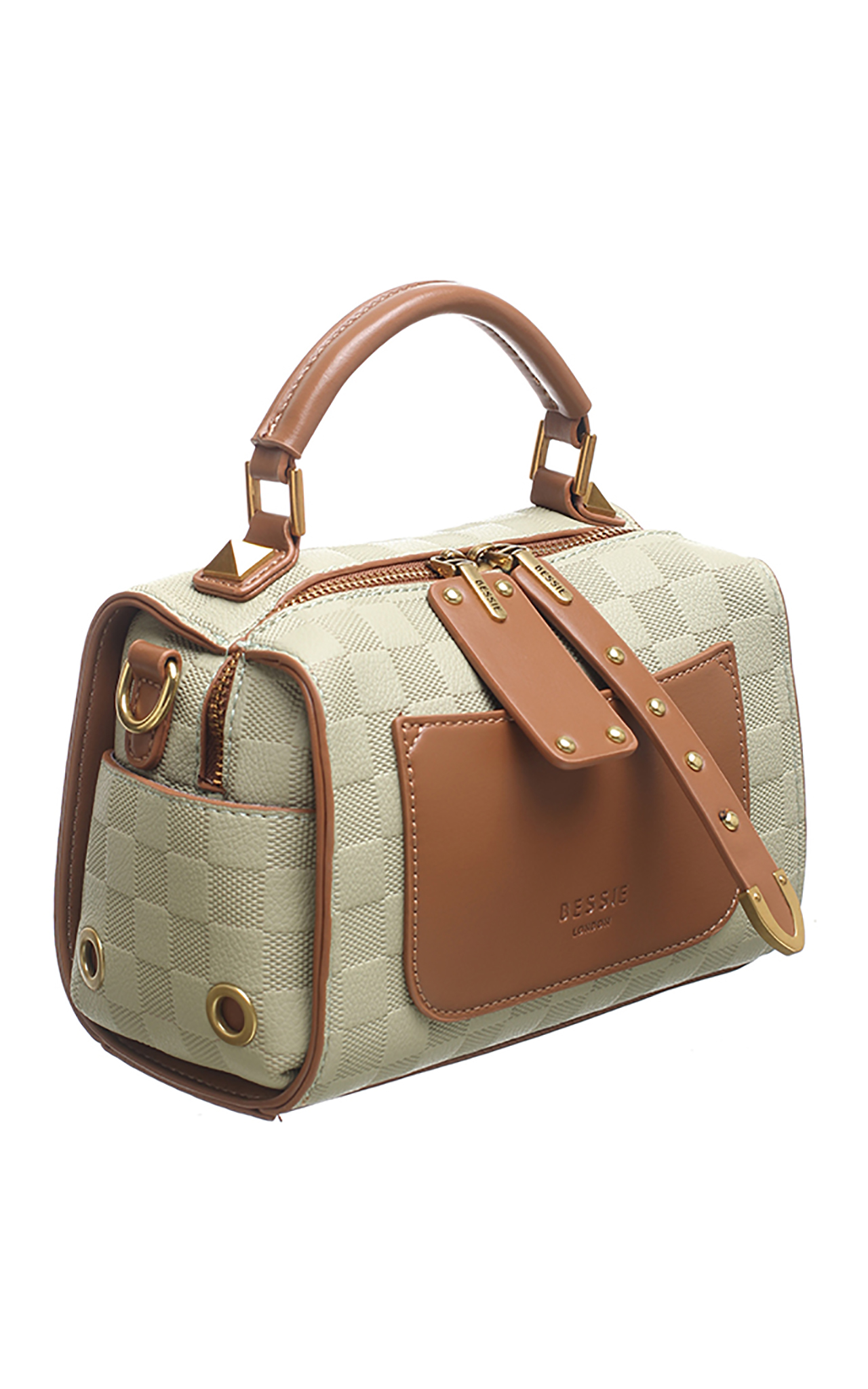 TWO TONE CHECKER BOARD TOP HANDLE BAG – Bessie London