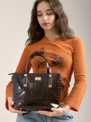 PATENT CROC PRINT TOTE