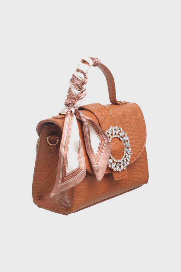 SCARF LIZARD EFFECT FLAP OVER CROSS BODY BAG