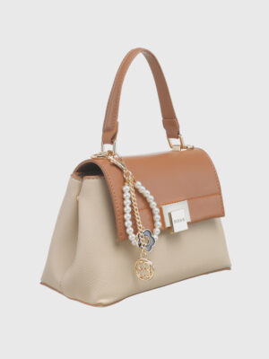 FLAP OVER TOP HANDLE BAG WITH CHARM