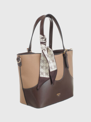 COLOURBLOCK SHOULDER BAG WITH SCARF
