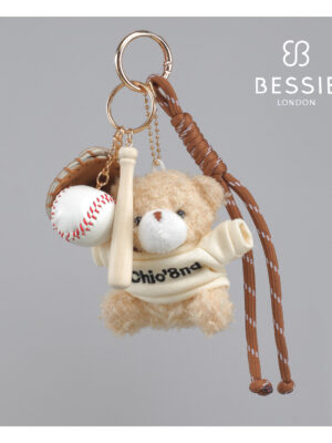 PLUSH BEAR BASEBALL CHARM